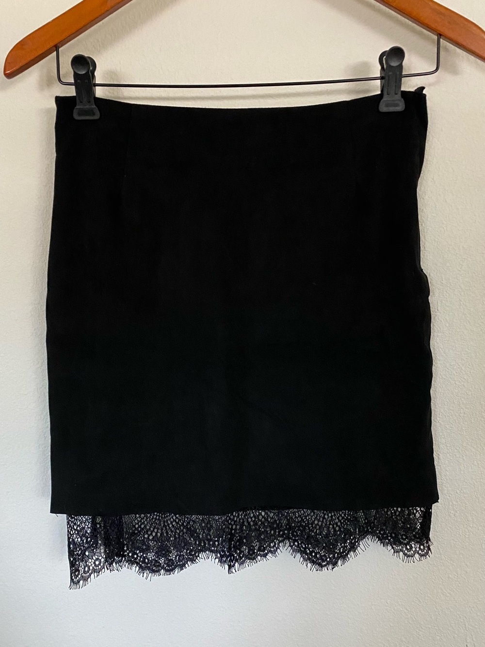 H&M Black Mini Skirt with Lace Trim, Sz 4